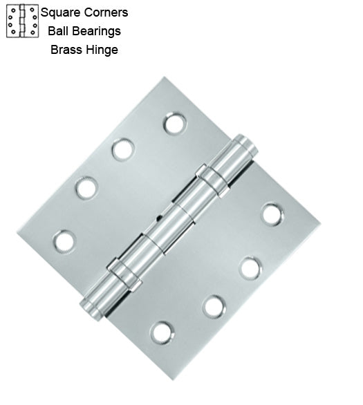 4 x 4 x Square Corners Heavy Duty with Ball Bearing Solid Brass Hinge, Pair, DSB4B