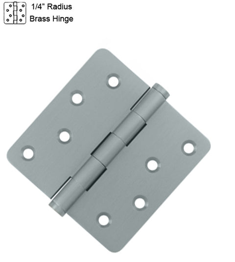 4 x 4 x 1/4 Radius Residential Solid Brass Hinge, ZigZag Holes, Pair, DSB4R4x-RZ