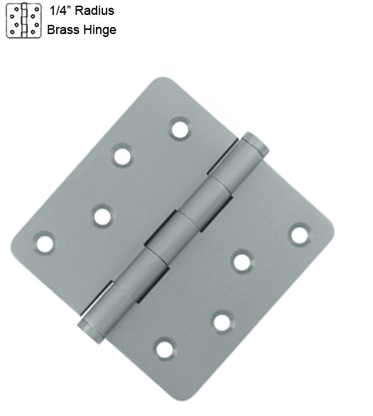4 x 4 x 1/4 Radius Residential Solid Brass Hinge, ZigZag Holes, Pair, DSB4R4x-RZ