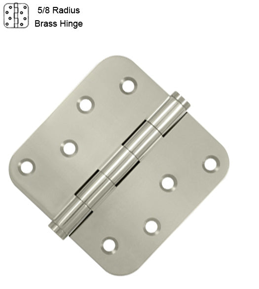 4 x 4 x 5/8 Radius Residential Solid Brass Hinge, ZigZag Holes, Pair, DSB4R5x-RZ