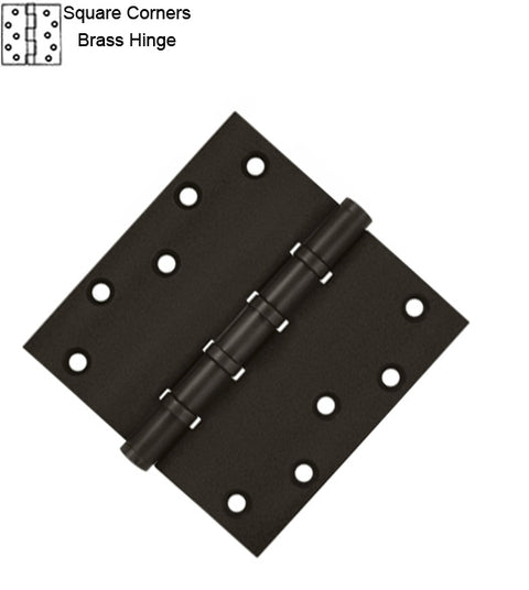 6 x 6 x Square Corners Heavy Duty with Ball Bearing Solid Brass Hinge, Pair, DSB66BB