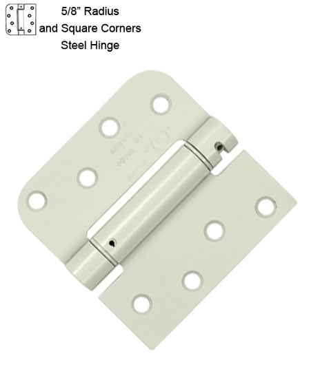 4 x 4 x 5/8 Radius x Square Corner Leaf Single Action Spring Hinge, Deltana DSH4SR5