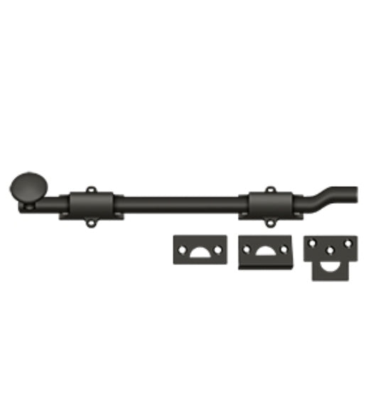 Solid Brass 12 Inch Offset Surface Bolt, Deltana FPG12