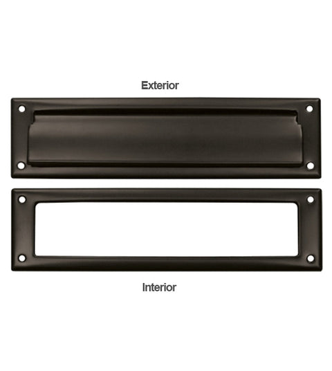 Solid Brass Mail Slot with Trim Bezel, Deltana MS211