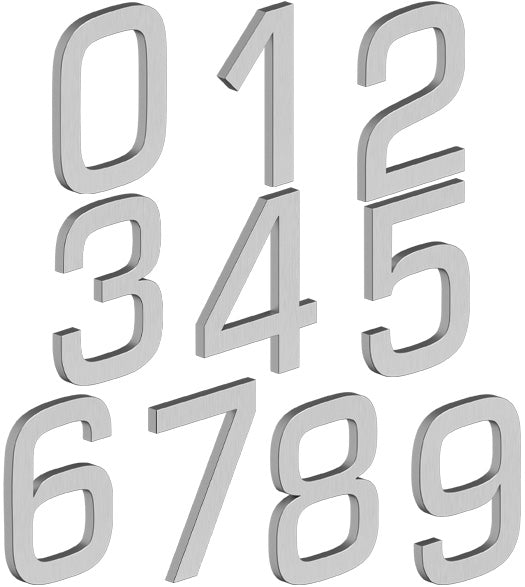 4 Inch Modern Stainless Steel House Numbers, Deltana RNE