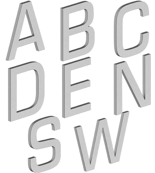 4 Inch Modern Stainless Steel Address Letter, Deltana RNE-LETTERS