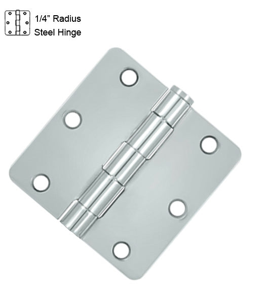 3-1/2 x 3-1/2 x 1/4 Radius Residential Steel Hinge,  Pair, Deltana S35R4