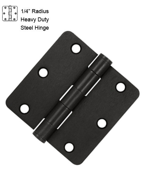 3-1/2 x 3-1/2 x 1/4 Radius Heavy Duty Steel Hinge, Pair, Deltana S35R4HD