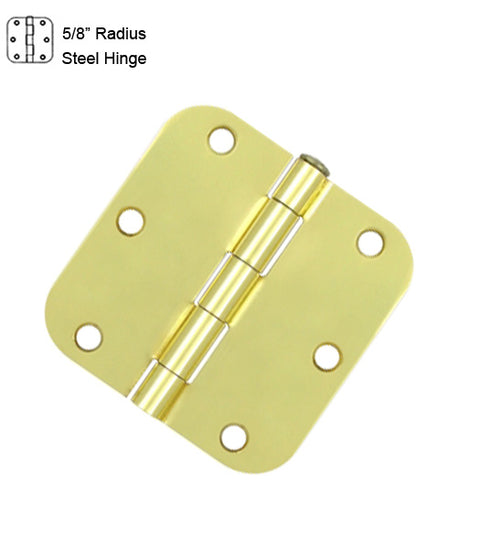 3-1/2 x 3-1/2 x 5/8 Radius Residential Steel Hinge,  Pair, Deltana S35R5