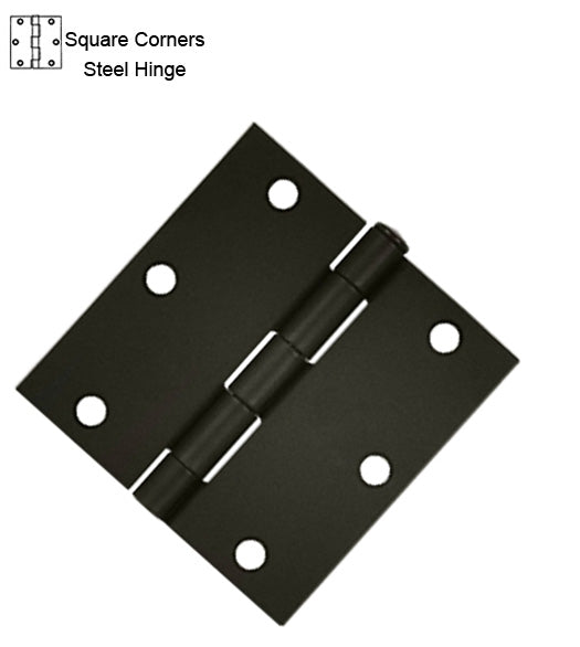 3-1/2 x 3-1/2 x Square Corners Residential Steel Hinges, Pair, Deltana S35Ux-R