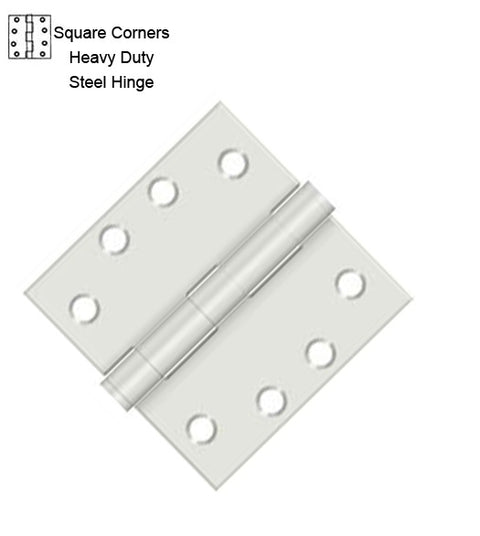 4 x 4 x Square Corners Heavy Duty Steel Hinge, Pair, Deltana S44HD