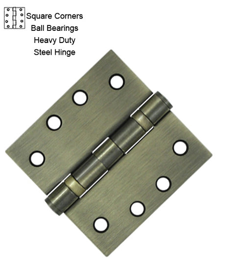 4 x 4 x Square Corners Heavy Duty with Ball Bearing Steel Hinge, Pair, Deltana S44HDBB