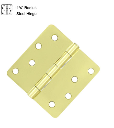 4 x 4 x 1/4 Radius Residential Steel Hinge, ZigZag Holes, Pair, Deltana S44R4