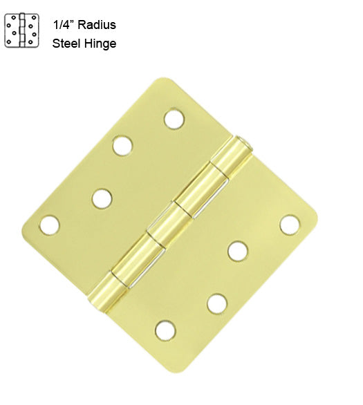 4 x 4 x 1/4 Radius Residential Steel Hinge, ZigZag Holes, Pair, Deltana S44R4