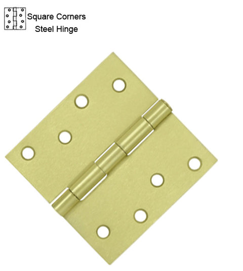 4 x 4 x Square Corners Residential Steel Hinge, ZigZag Holes, Pair, Deltana S44Ux-R