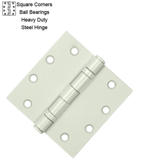 4-1/2 x 4-1/2 x Square Corners Heavy Duty Steel Hinge with Ball Bearing, Pair, Deltana S45BBU