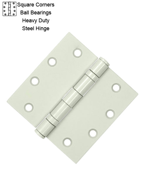 4-1/2 x 4-1/2 x Square Corners Heavy Duty Steel Hinge with Ball Bearing, Pair, Deltana S45BBU