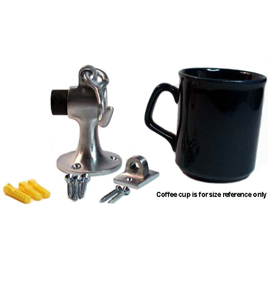 Solid Brass Floor Mount Bumper with Hook, Deltana SAHF358