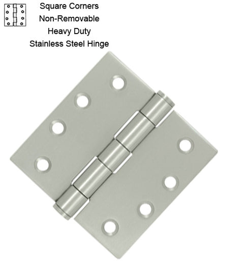 4 x 4 Stainless Steel Hinge with Non-Removable Pin, Pair, Deltana SS44NU32D