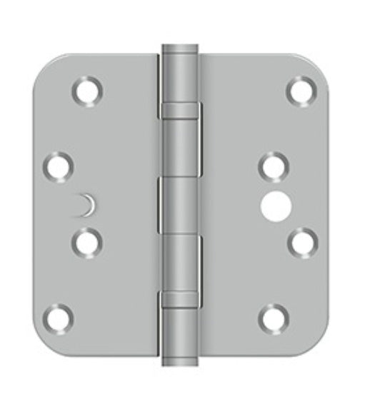 4 x 4 x 5/8 Radius Stainless Steel Hinge 2 Ball Bearings, Pair, Deltana SS44R5BU32D-S