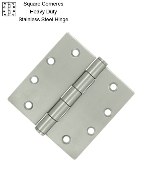4-1/2 x 4-1/2 x Square Corners Heavy Duty Stainless Steel Hinge, Pair, Deltana SS45U32D