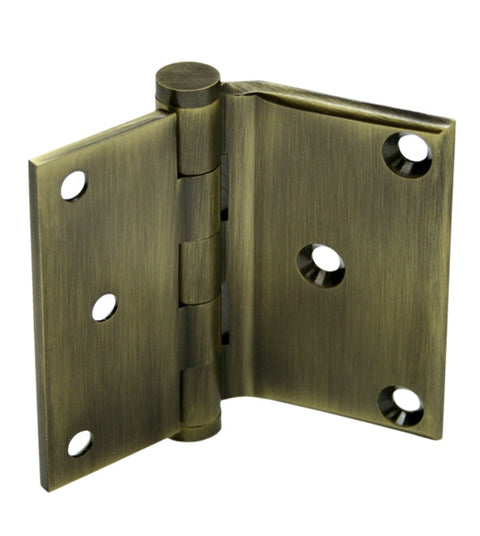 3 x 3-1/2 x Square Corners Solid Brass Half Surface Hinge, Pair, Deltana DHS3035