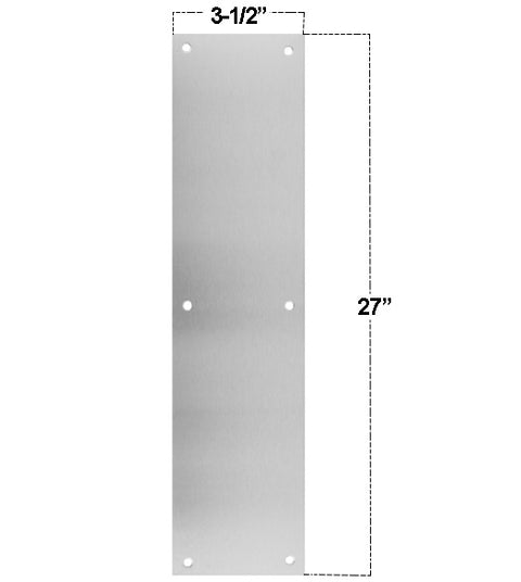 3.5 x 27 Satin Stainless Steel Push Plate, Don-Jo PP-3.5x27-630