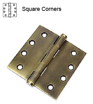 Doorware.com 4 x 4-1/2 Solid Brass Hinge, Square Corners, DEL-DSB4045U10B