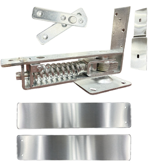 Stainless Steel Horizontal Floor Spring Hinge Set with Hold Open, DWD B7811