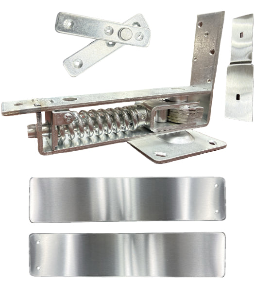 Stainless Steel Horizontal Floor Spring Hinge Set with Hold Open, DWD B7811