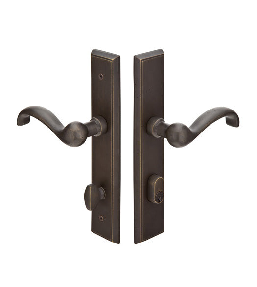 2 x 10 Rectangular American Cylinder Below Handle Multi Point Trim, Emtek 1665