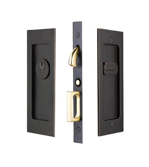 Modern Rectangular Keyed Entry Pocket Door, Emtek 2113