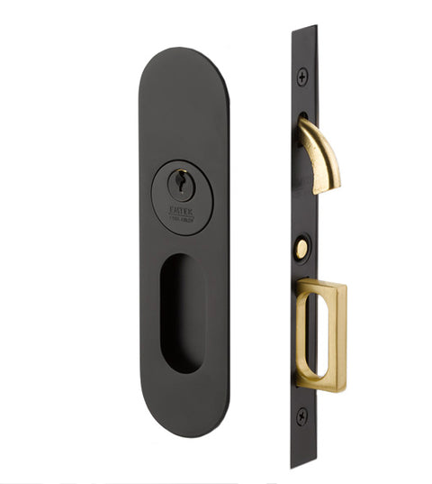 Narrow Oval Pocket Door Keyed Entry, Emtek 2163