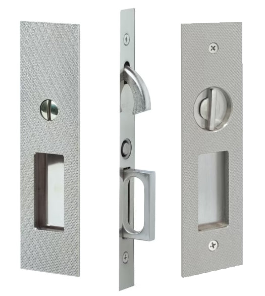 Knurled Narrow Rectangular Privacy Pocket Door Set, Emtek 2195