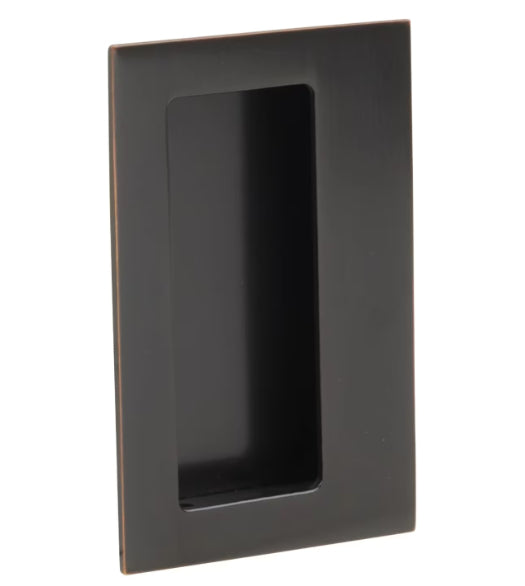 4 Inch Rectangular Flush Pull with Offset Pocket, Emtek 222350-US10B