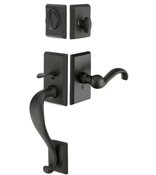 Two Piece Rectangular Sandcast Bronze Handleset, Emtek 451411