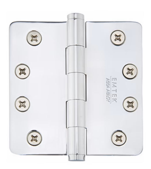 4 x 4 x 1/4 Radius Residential Brass Hinge, Pair, Emtek 96124