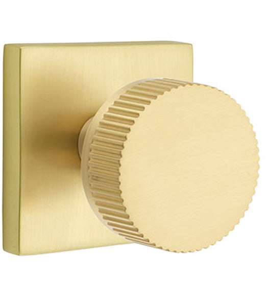 Straight Knurled Conical Knob with Square Rose, Emtek 5050CCSKK