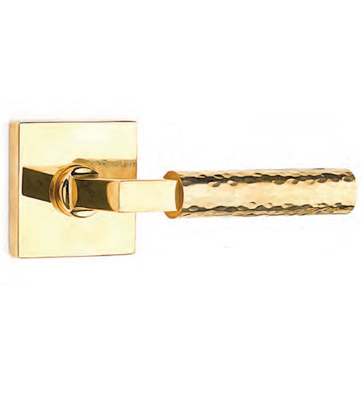 Hammered Lever with Square Rose, Emtek 5050LSHA