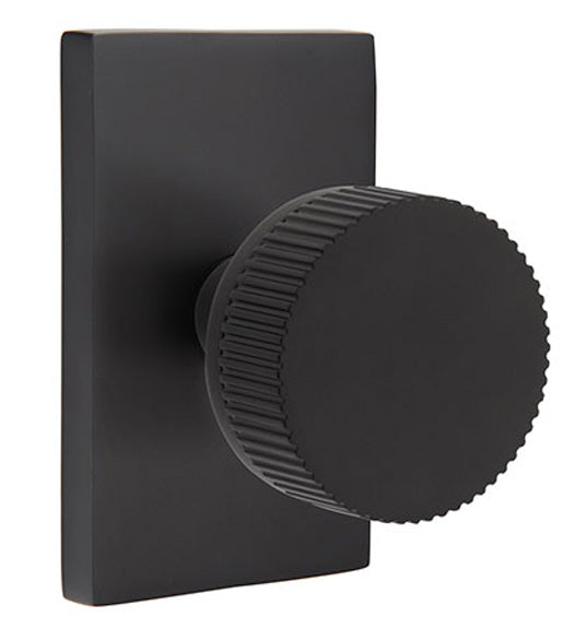 Straight Knurled Conical Knob with Rectangular Rose, Emtek 5052CCSKK