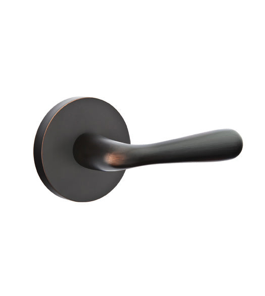 Transitional Basel Lever with Disk Rose, Emtek 5059BA