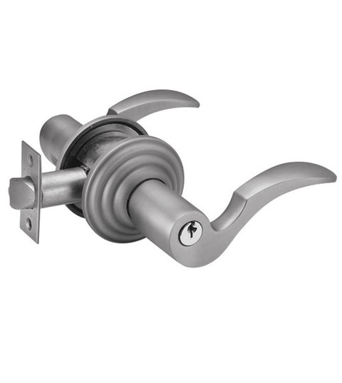 Keyed Cortina Lever with Round Rosette, Emtek 5100C