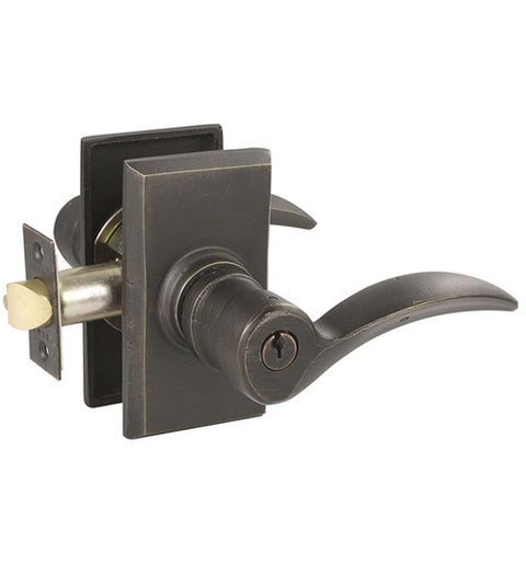 Durango Keyed Entry Lever with Sandcast Bronze Rectangular Rose, Emtek 5103D
