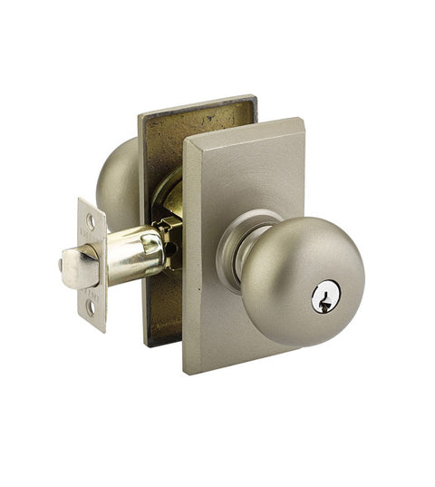 Winchester Keyed Sandcast Bronze Knob with Rectangular Rose, Emtek 5103WC