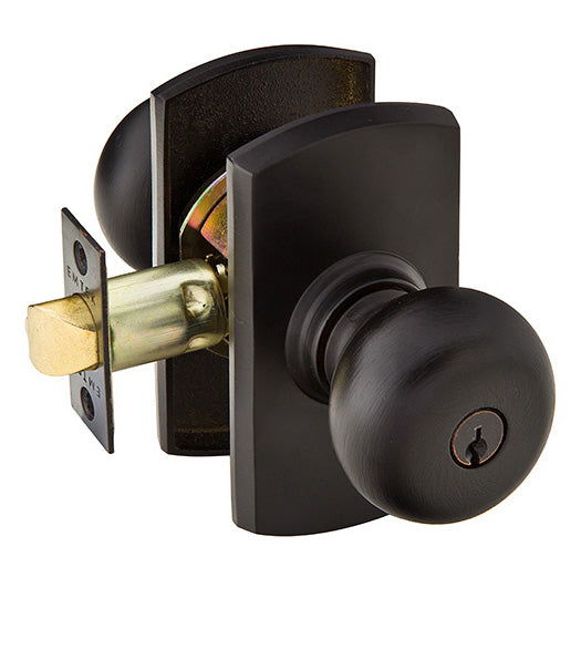 Sandcast Bronze Keyed Winchester Knob with #4 Rosette, Emtek 5114WC
