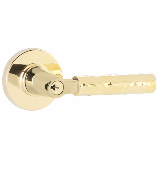 Hammered Keyed Lever with Disk Rose, Emtek 5115KLSHA