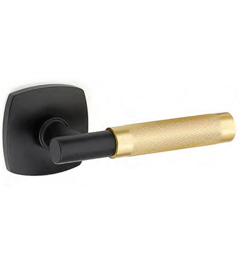 Black and Satin Brass Textured Lever, Emtek 530619TA19KN4