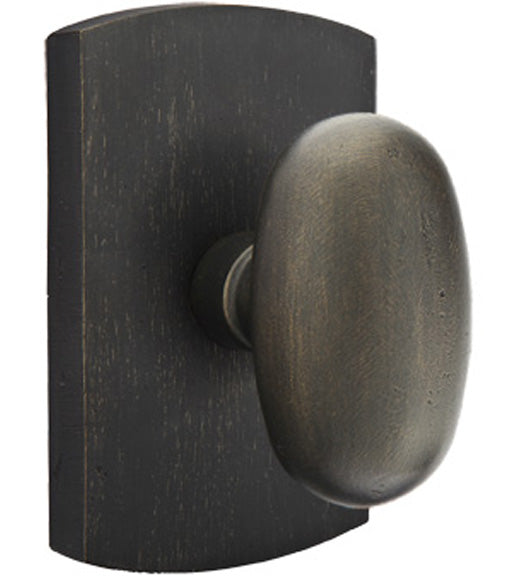Sandcast Egg Knob with Arched Rose, Emtek 7050BZEG
