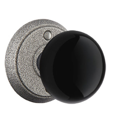 Black Porcelain Madison Knob with Round Rose, Emtek 7052MB