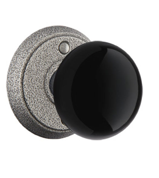 Black Porcelain Madison Knob with Round Rose, Emtek 7052MB